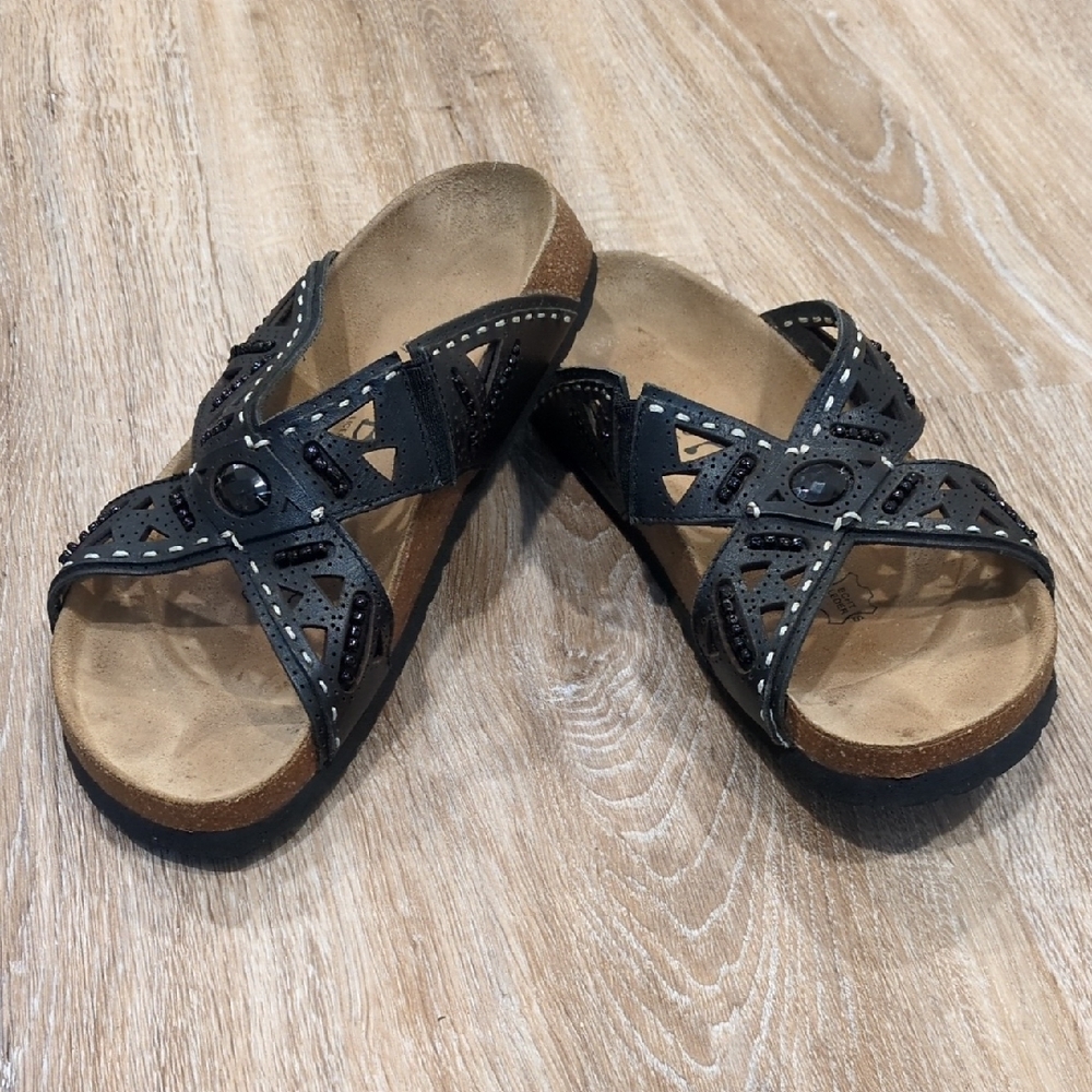 🩴🌺Betula By Birkenstock Black & Brown Sandals Women's size 38🩴🌺